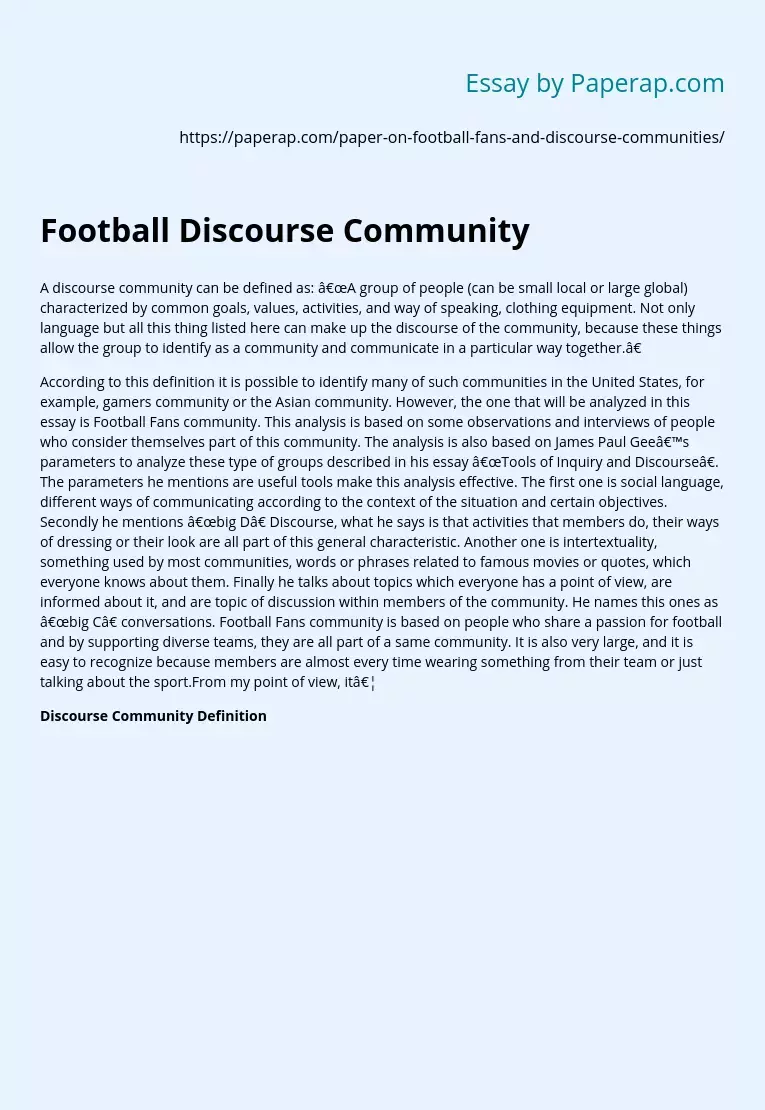 Football Discourse Community