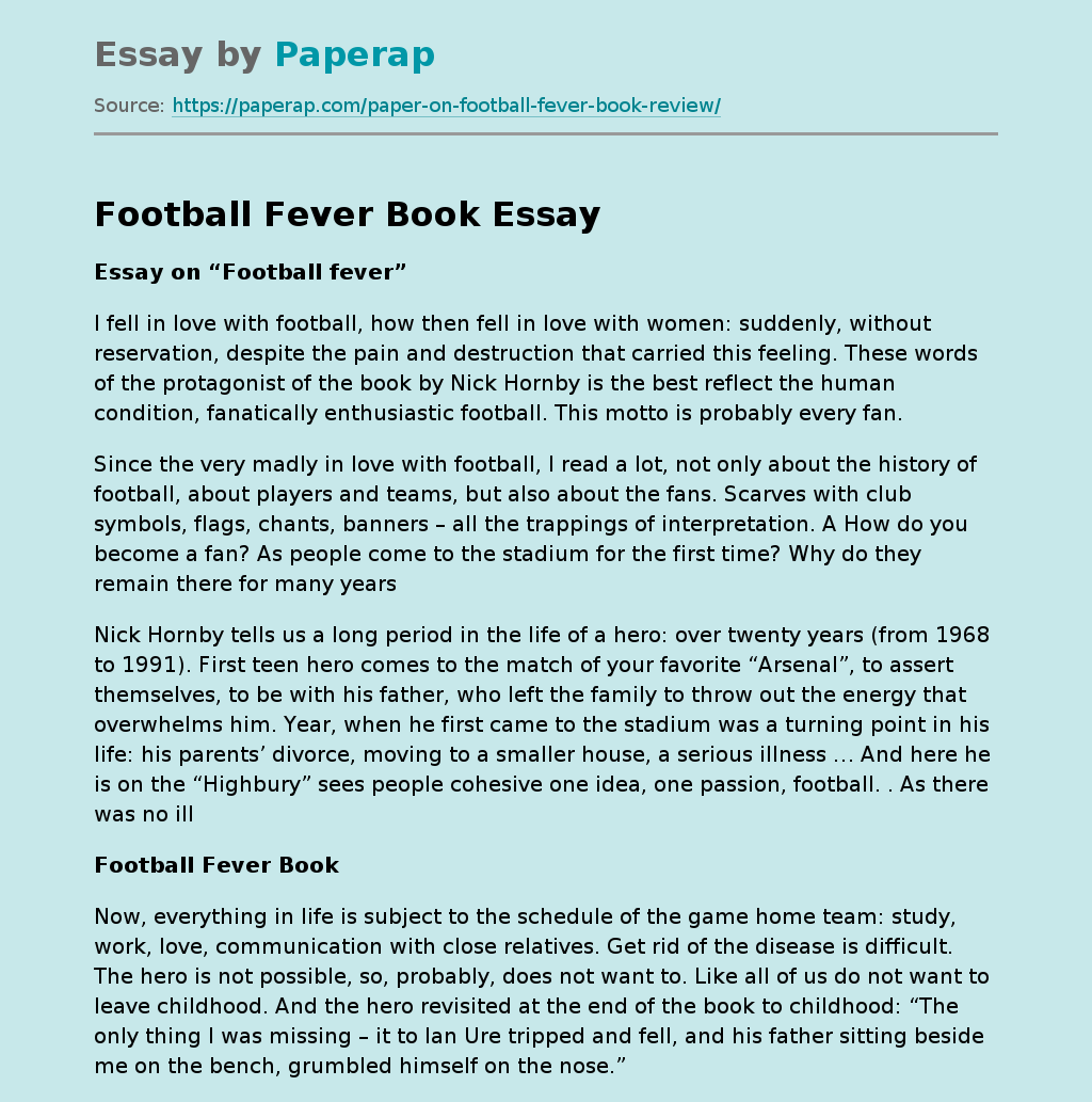 Essay on Football fever book