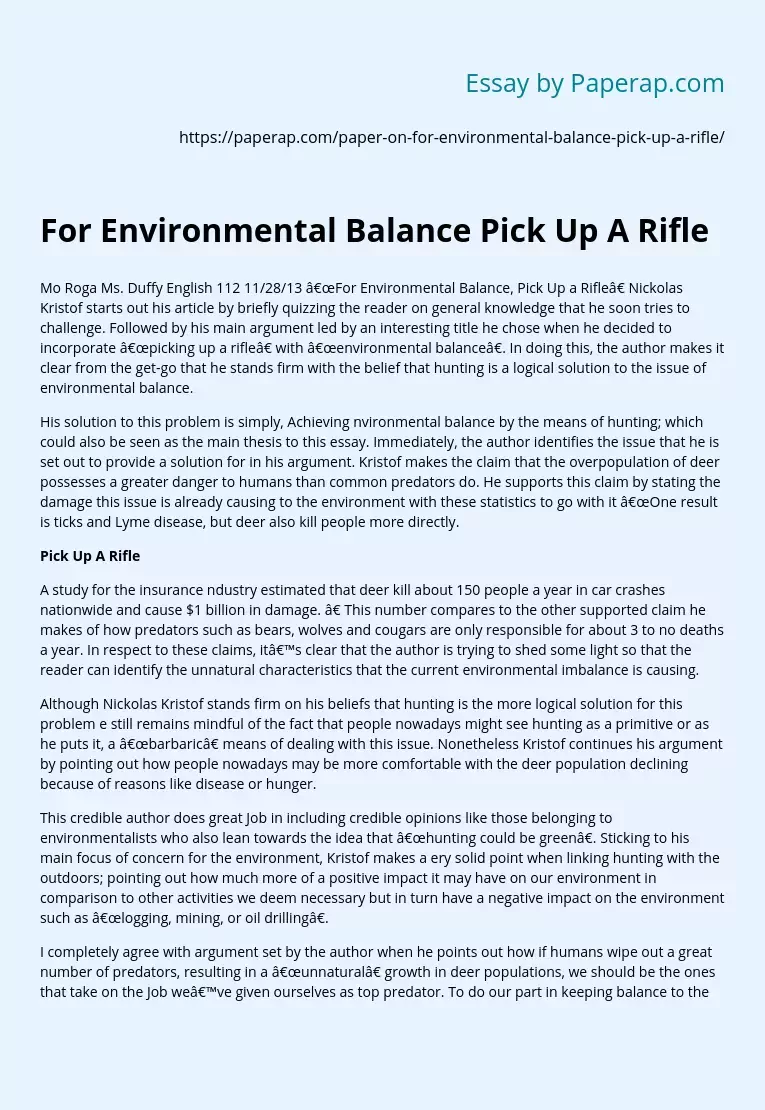 For Environmental Balance Pick Up A Rifle Example