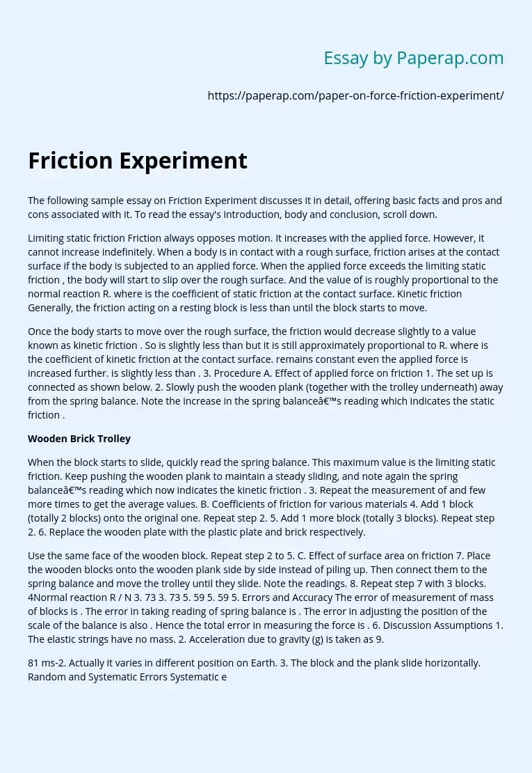 Friction Experiment