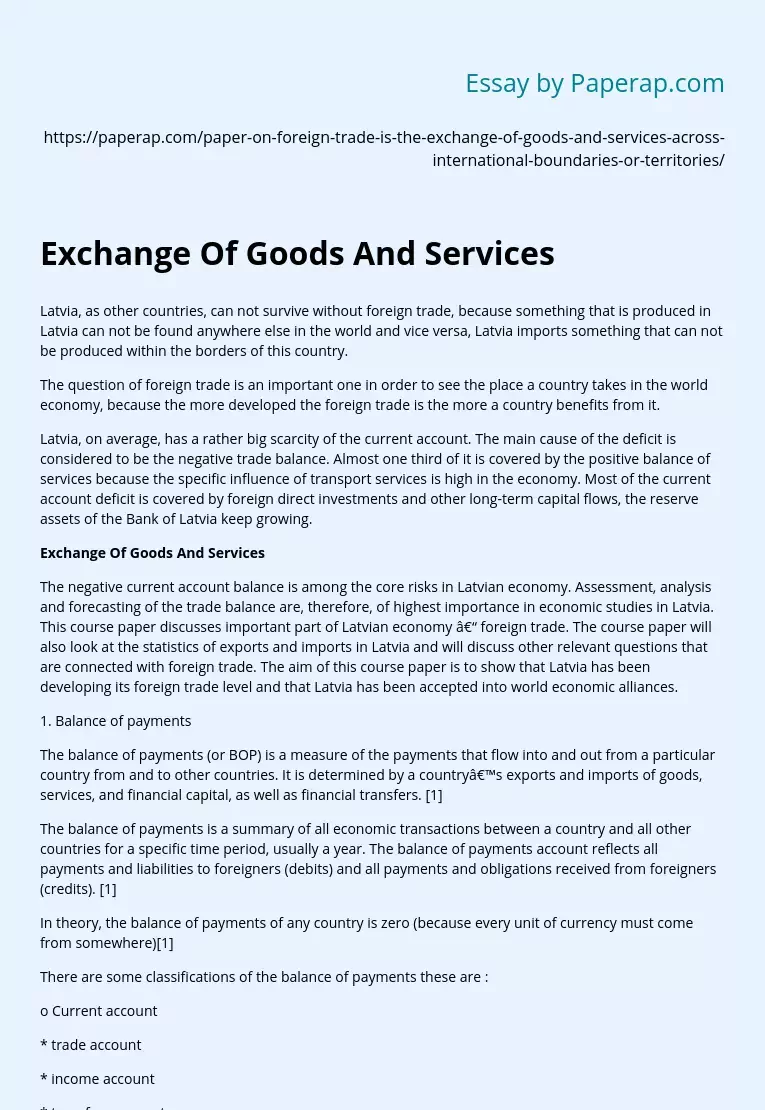 Exchange Of Goods And Services