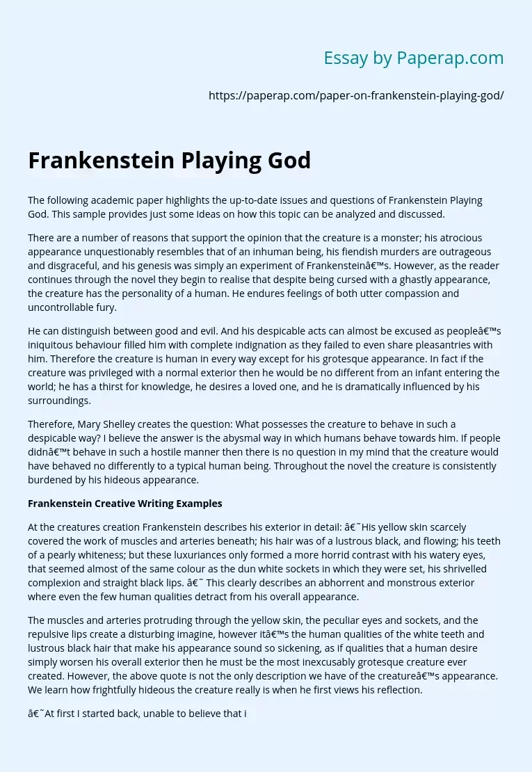 Frankenstein Playing God