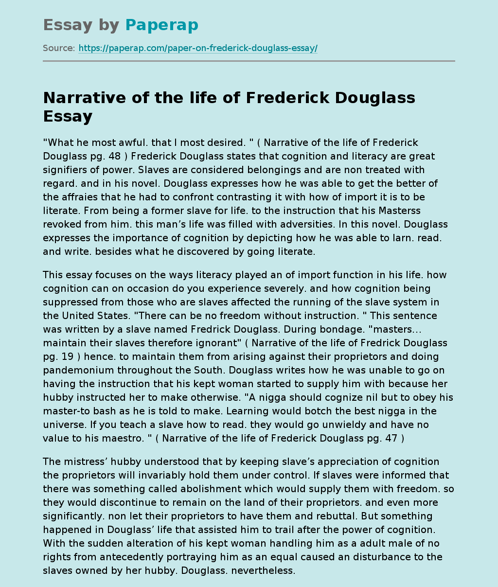 frederick douglass essay titles