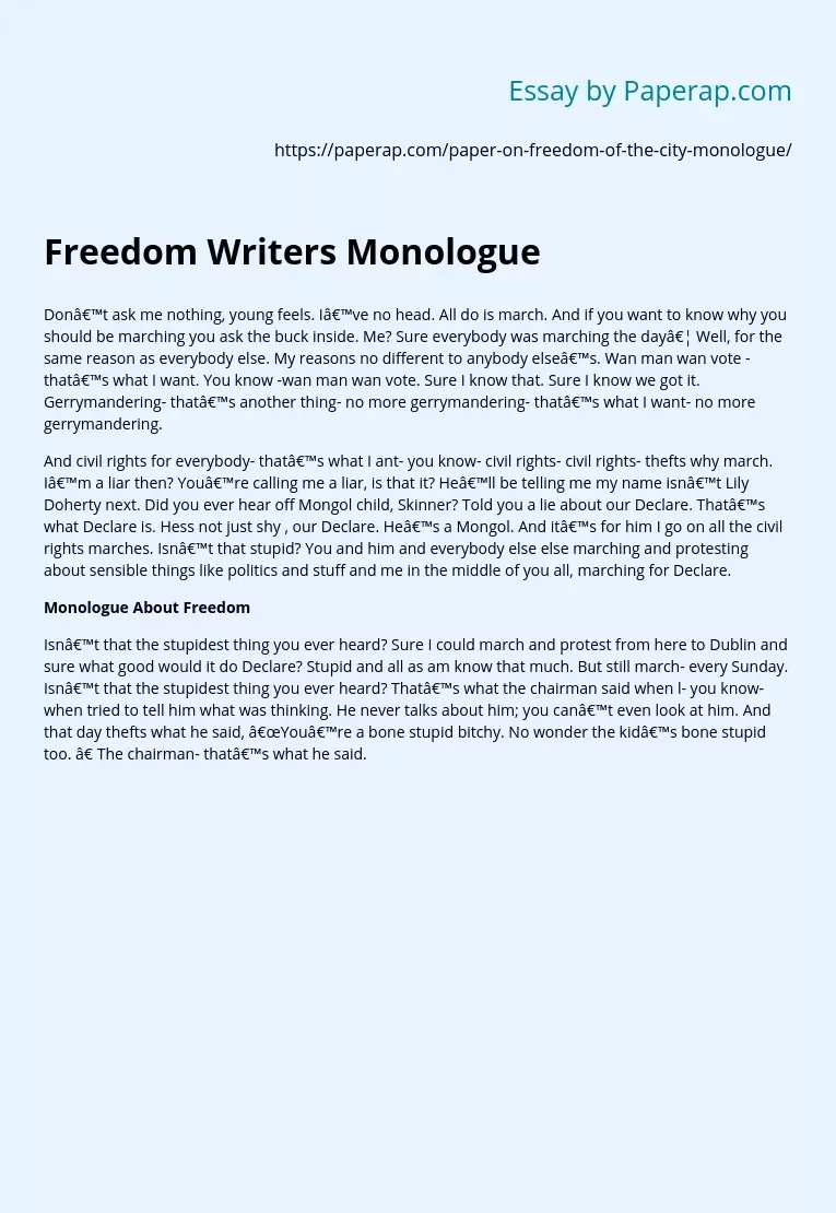 Freedom Writers Monologue