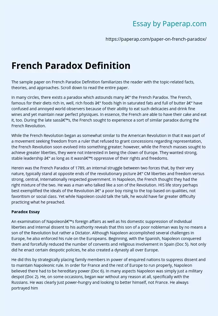 French Paradox Definition