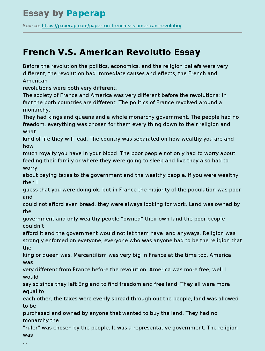 French V.S. American Revolutio