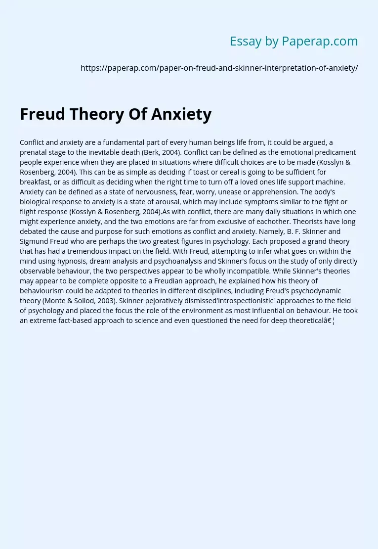 Freud Theory Of Anxiety