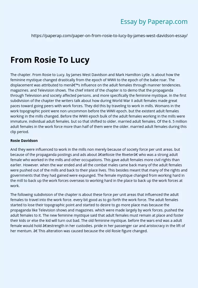 From Rosie To Lucy