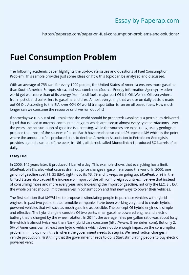 Fuel Consumption Problem