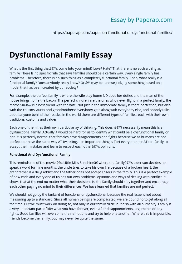 Dysfunctional Family Essay