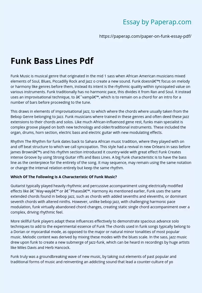 Funk Bass Lines Pdf