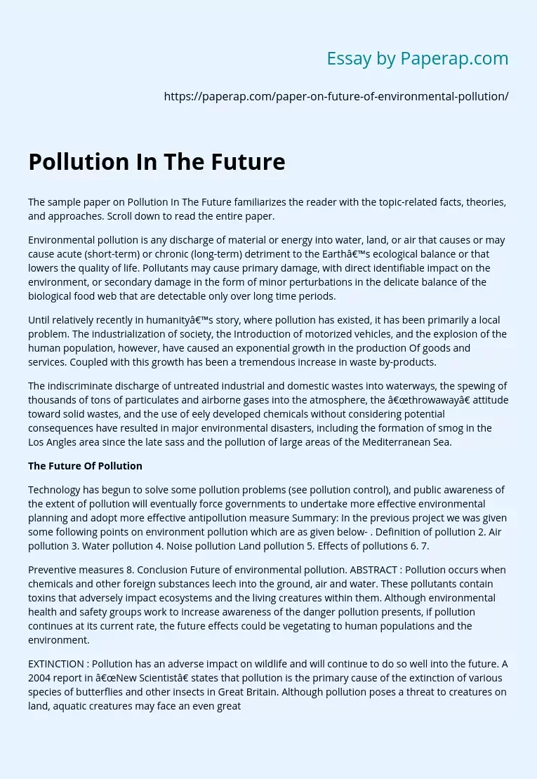 Pollution In The Future