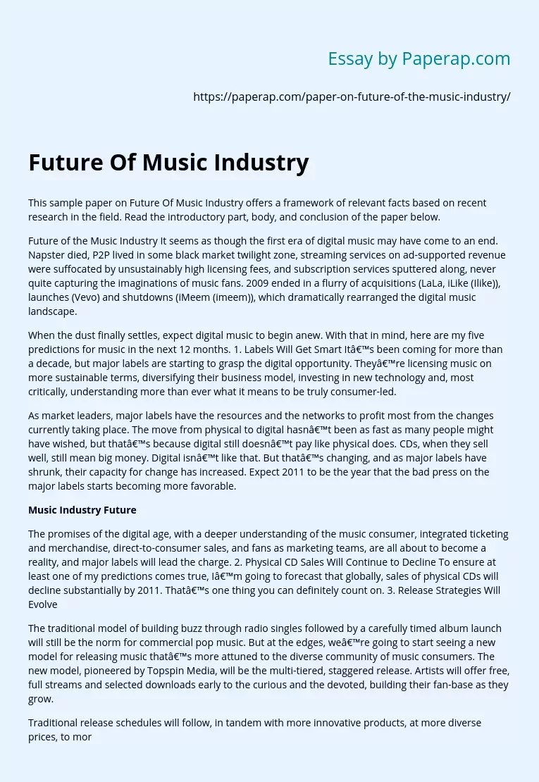 Future Of Music Industry