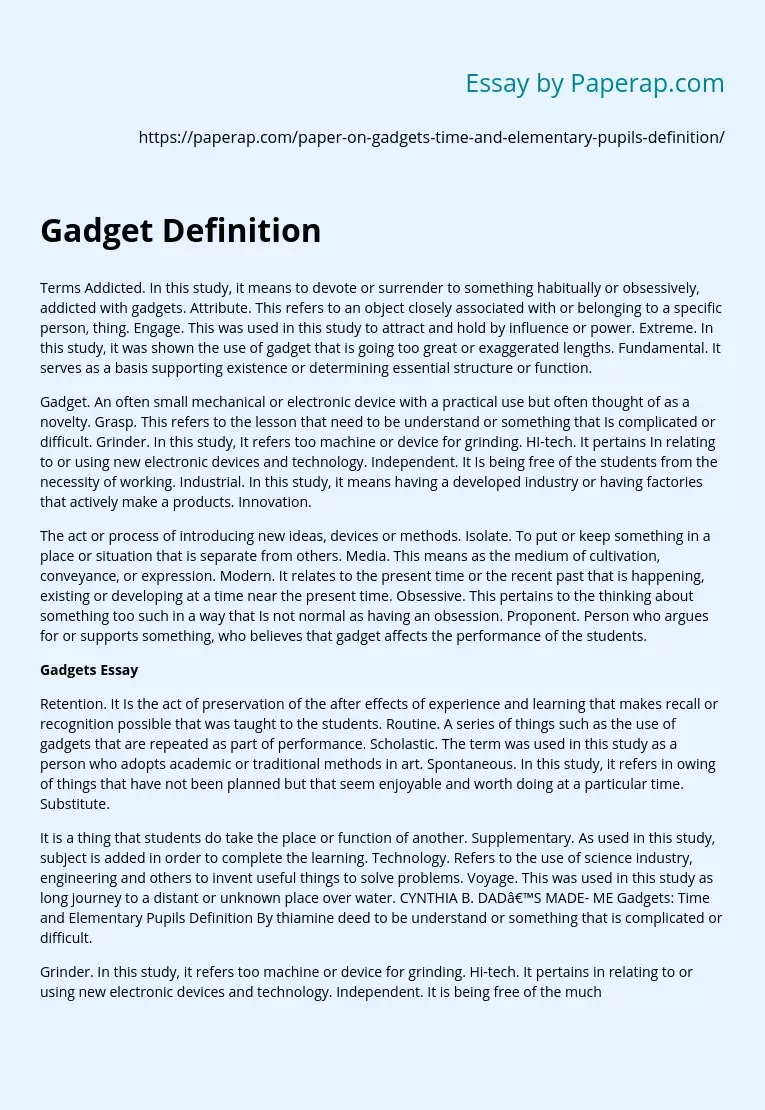 Gadget Definition and Related Terms