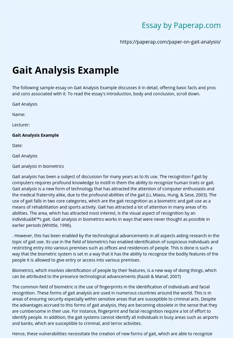 Gait Analysis Example