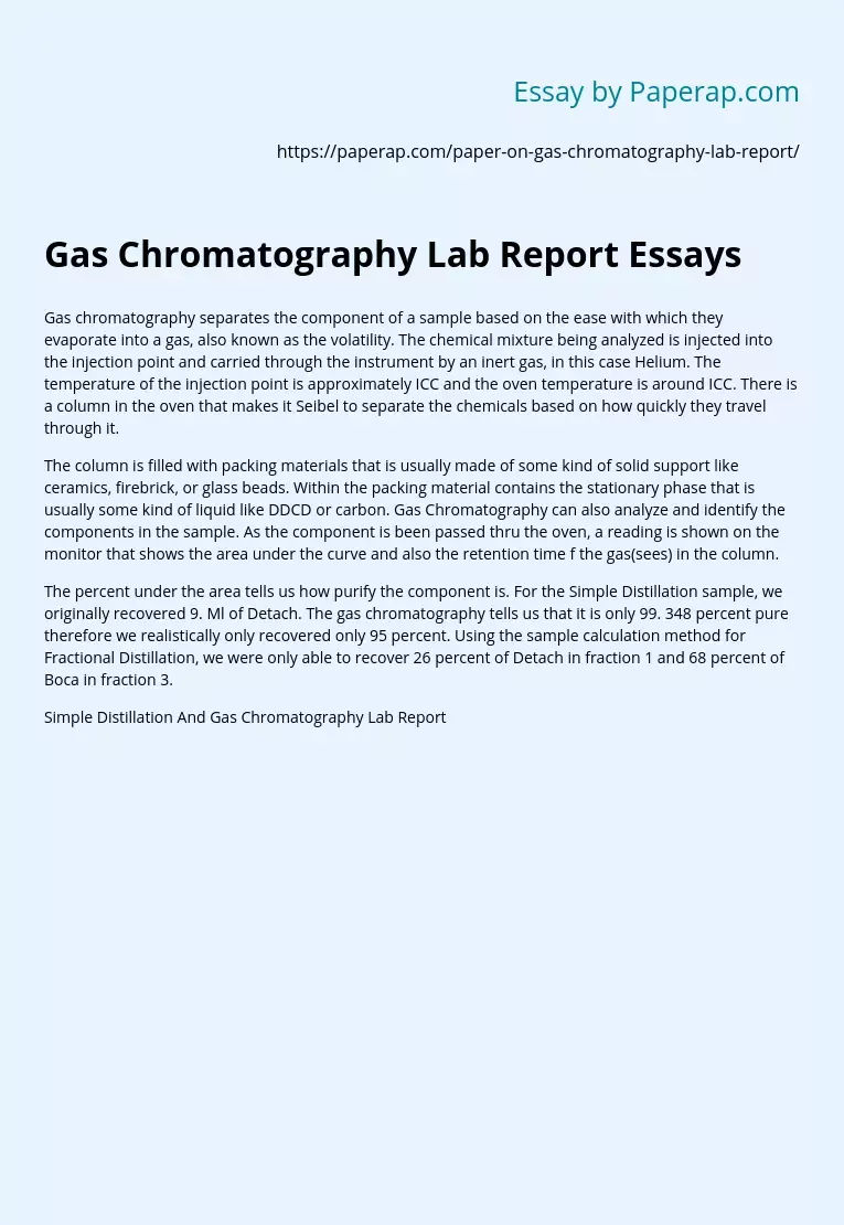 Gas Chromatography Lab Report Essays