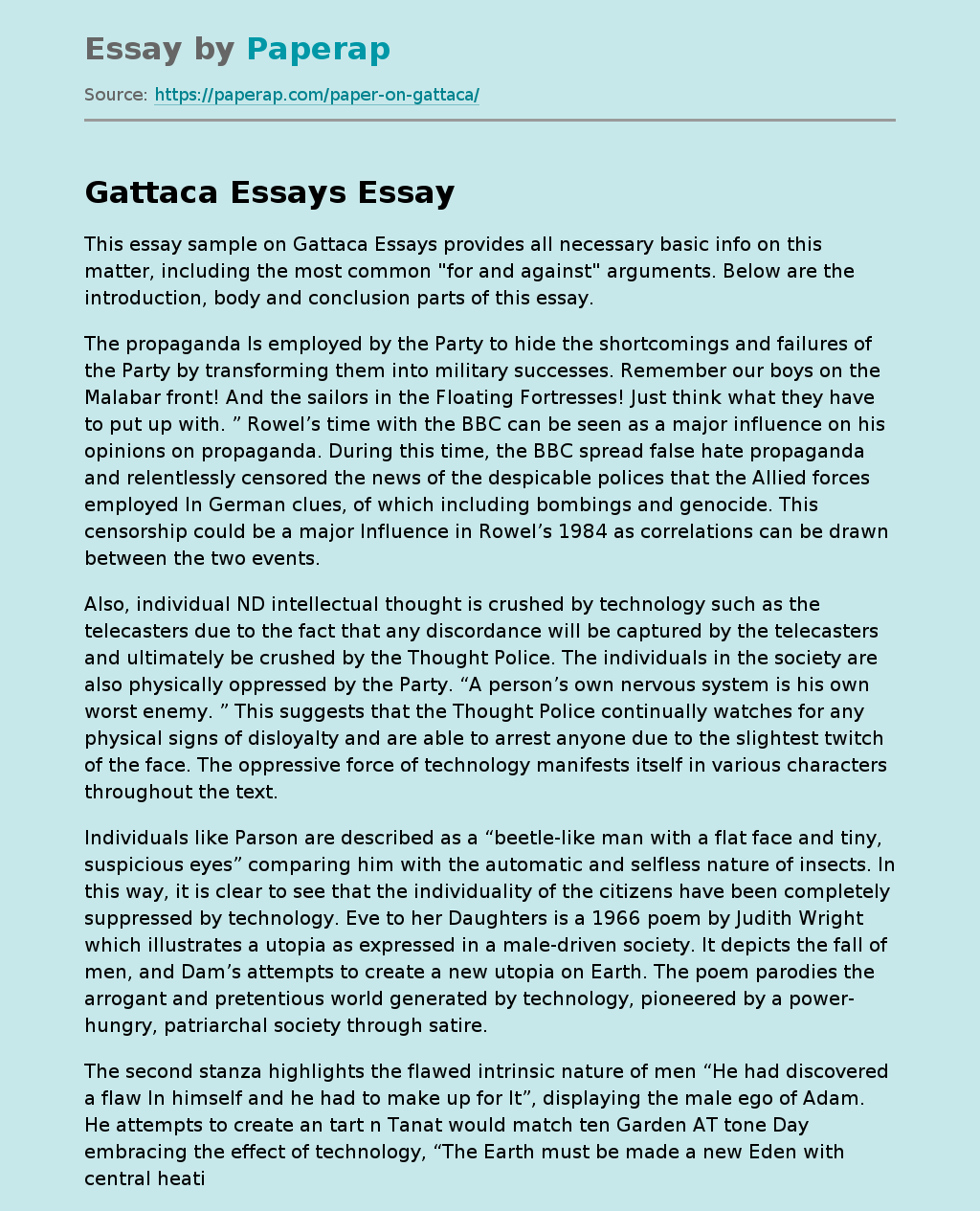 Gattaca Essays