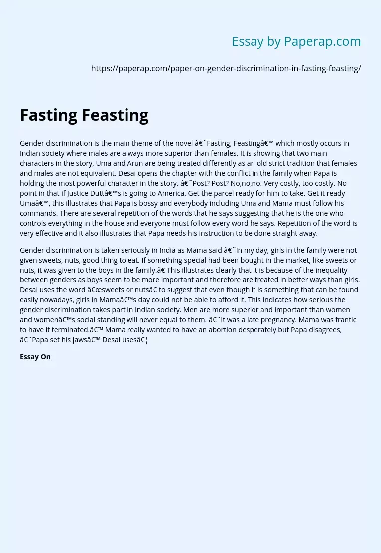 Roman -"Fasting, Feasting"