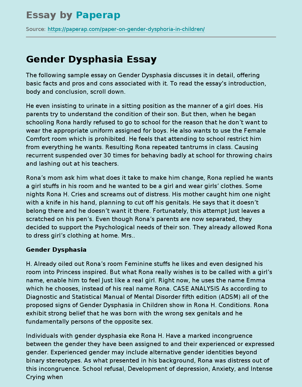 Gender Dysphasia
