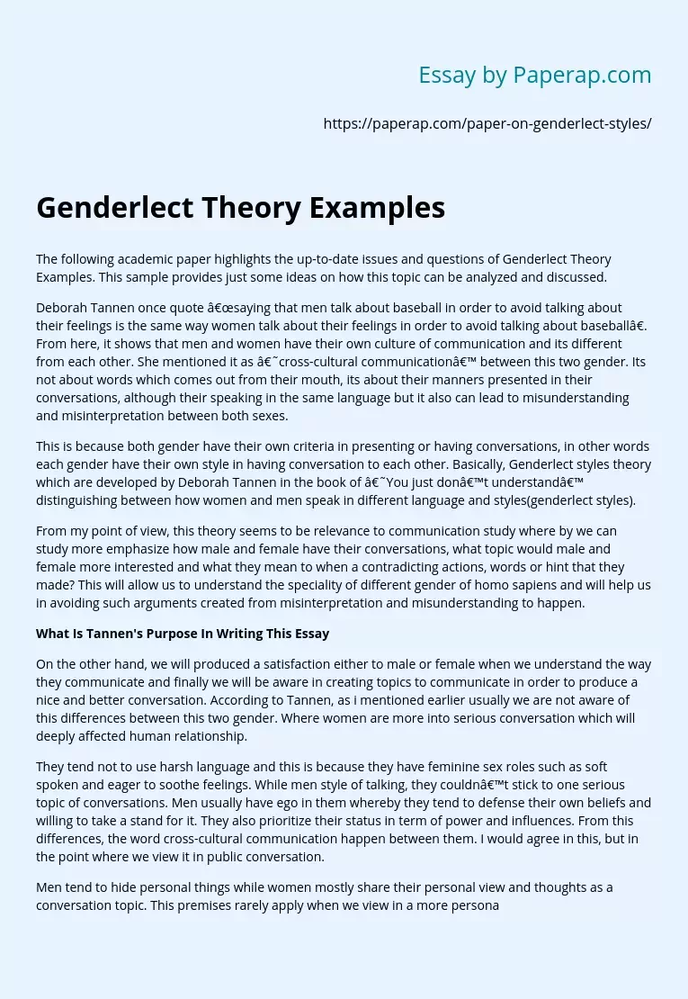 Genderlect Theory Examples