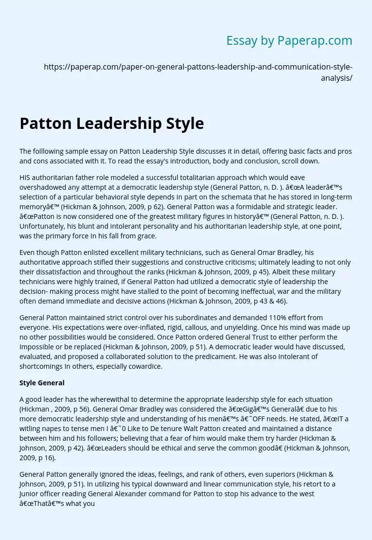 Patton Leadership Style