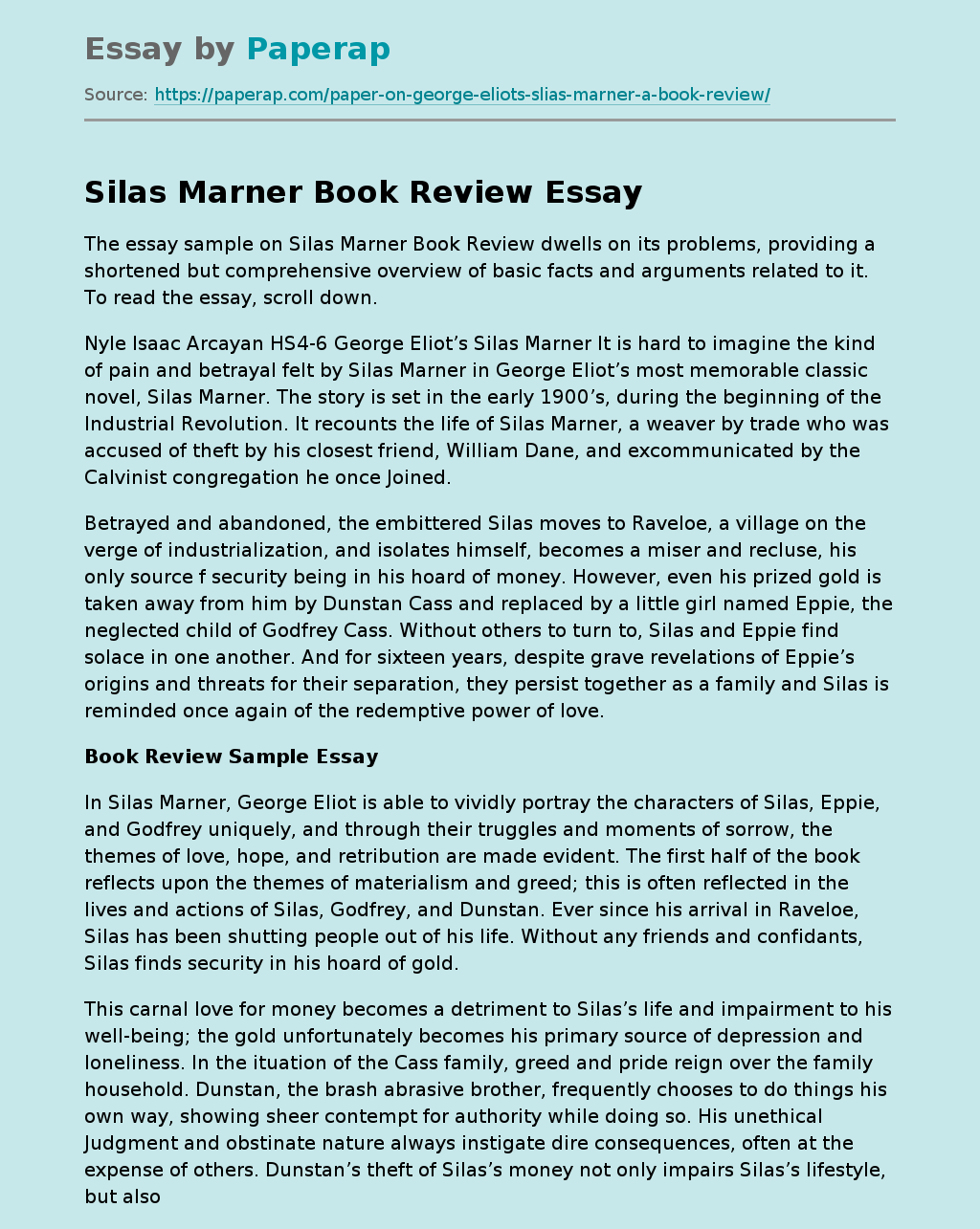 Silas Marner Book Review