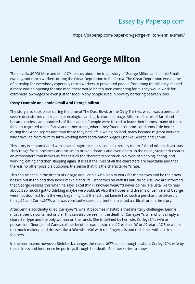 Lennie Small And George Milton