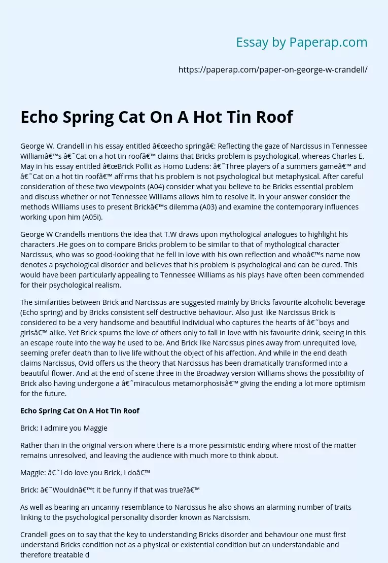 Echo Spring Cat On A Hot Tin Roof