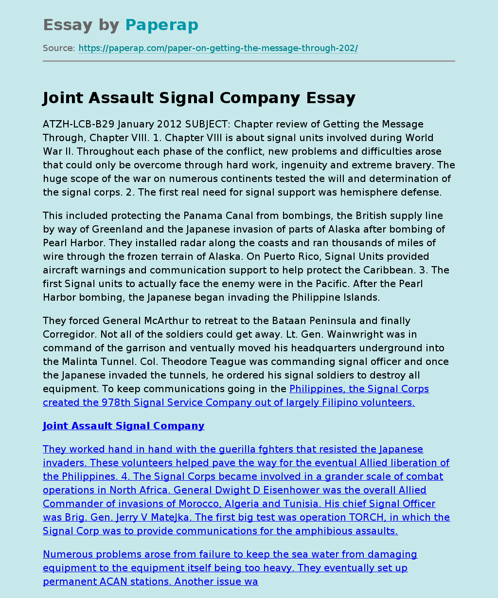 Joint Assault Signal Company