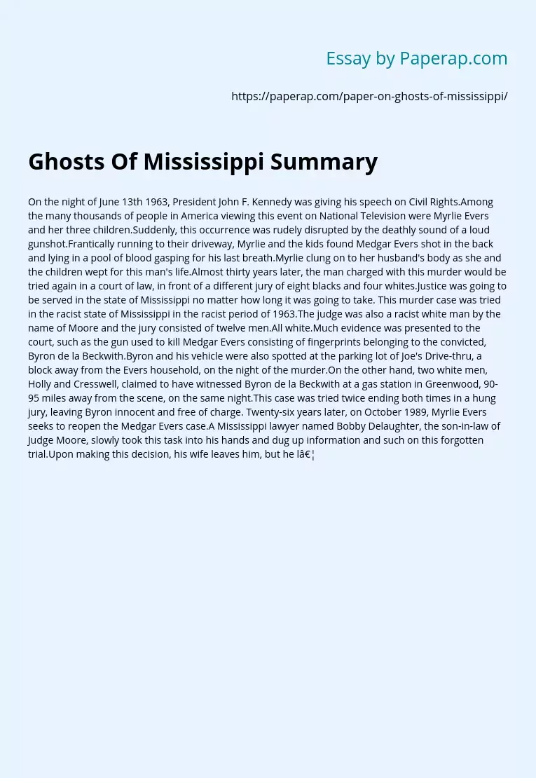 Ghosts Of Mississippi Summary