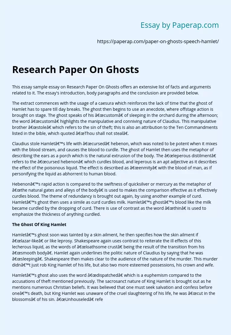 Research Paper On Ghosts