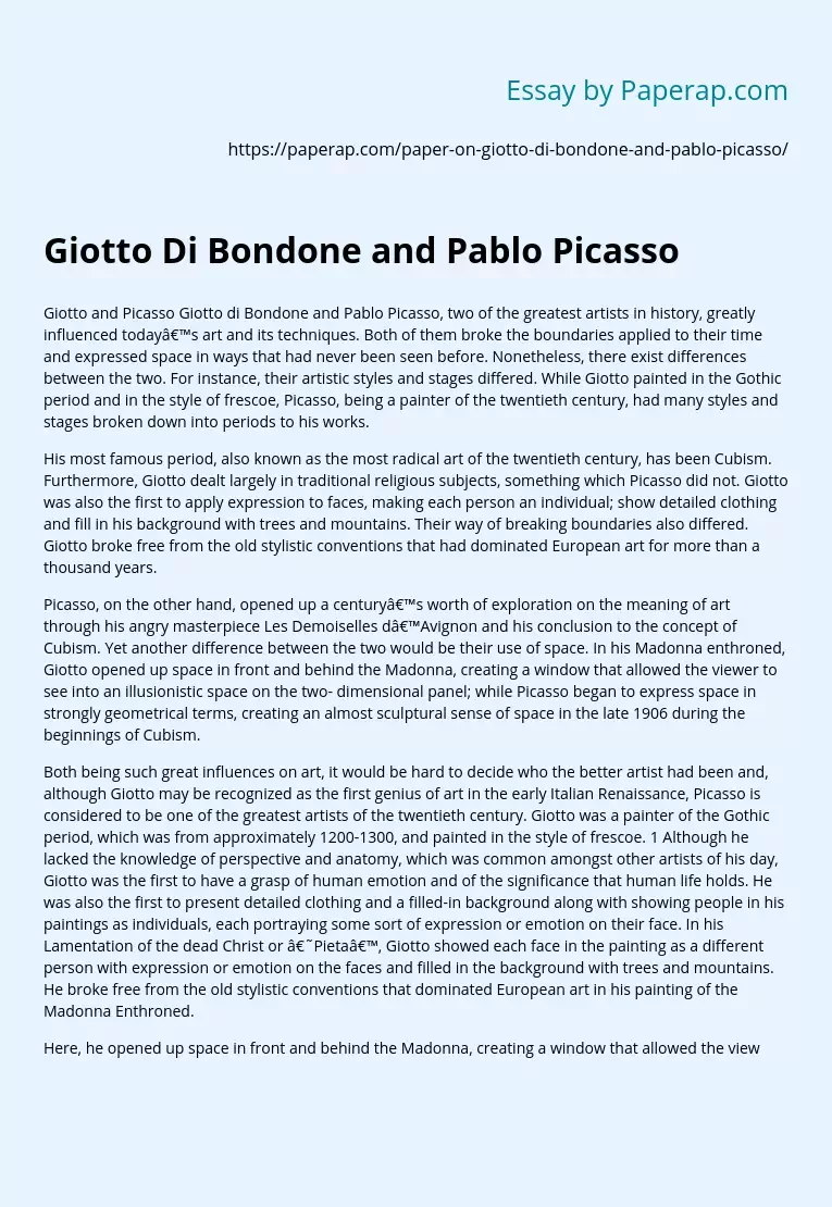 Giotto Di Bondone and Pablo Picasso