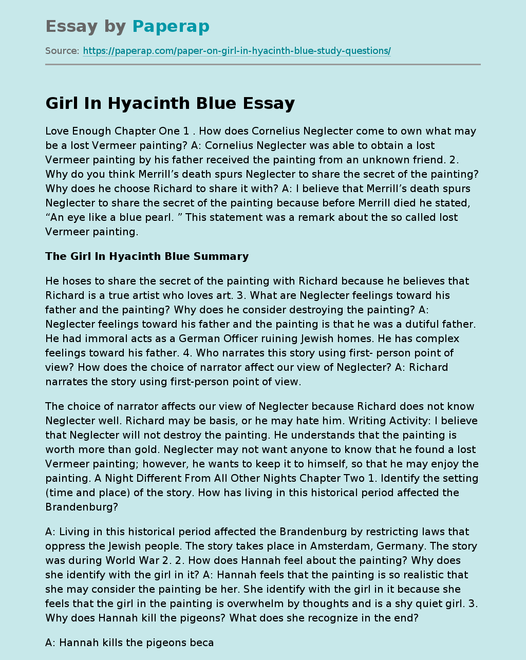 Girl In Hyacinth Blue
