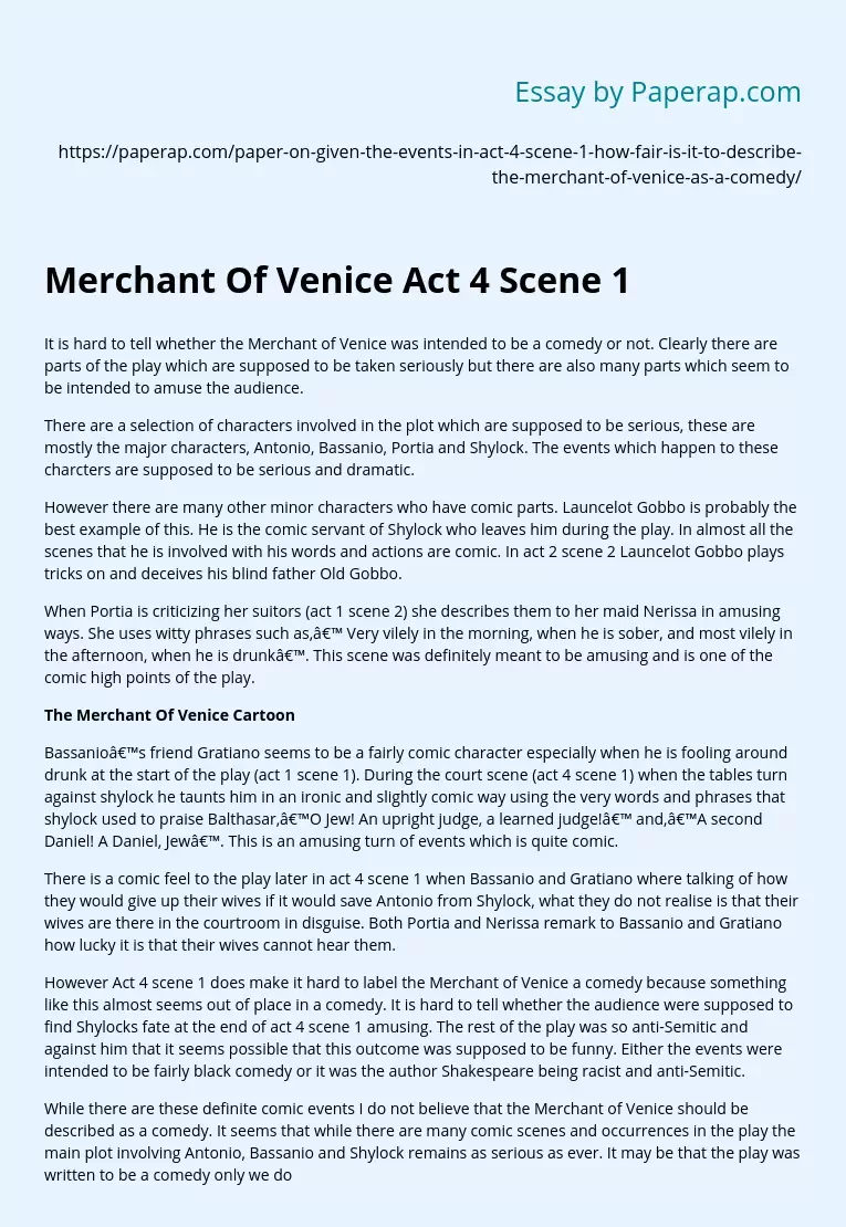 Merchant Of Venice Act 4 Scene 1