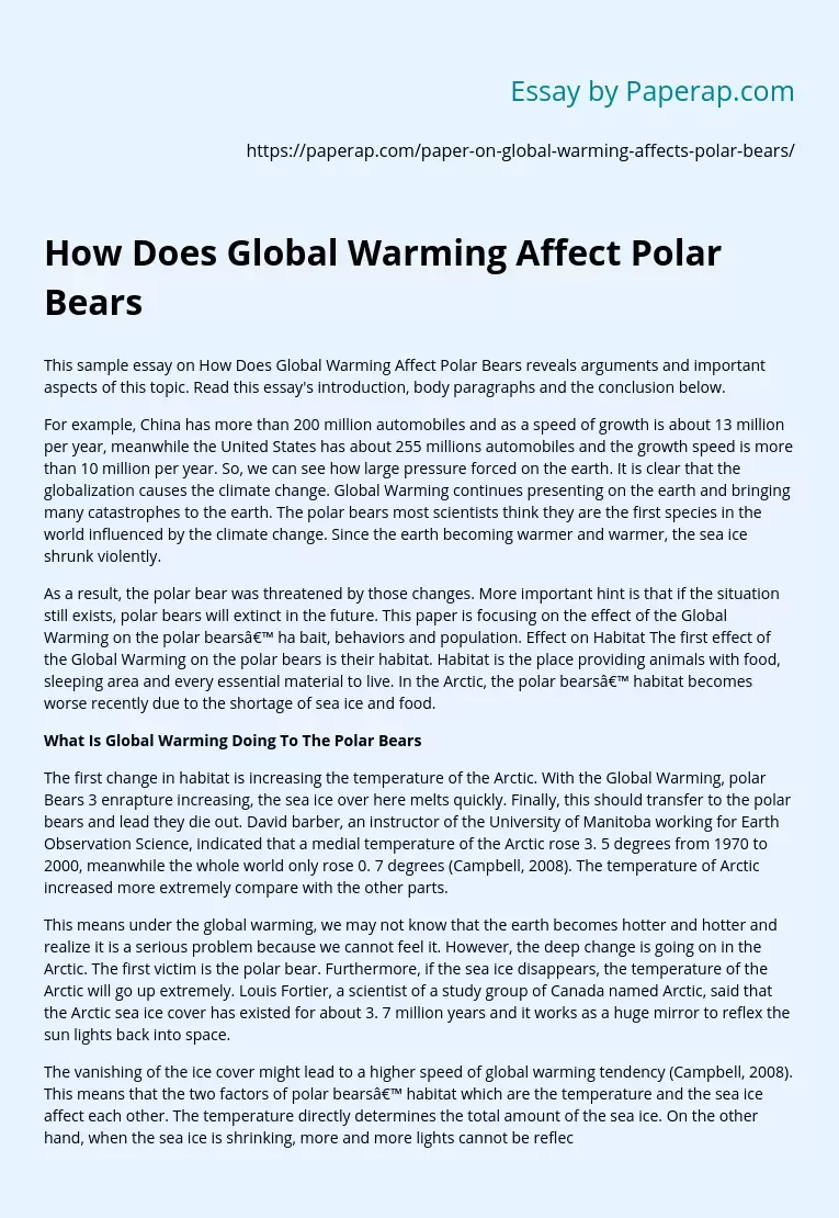 How Does Global Warming Affect Polar Bears