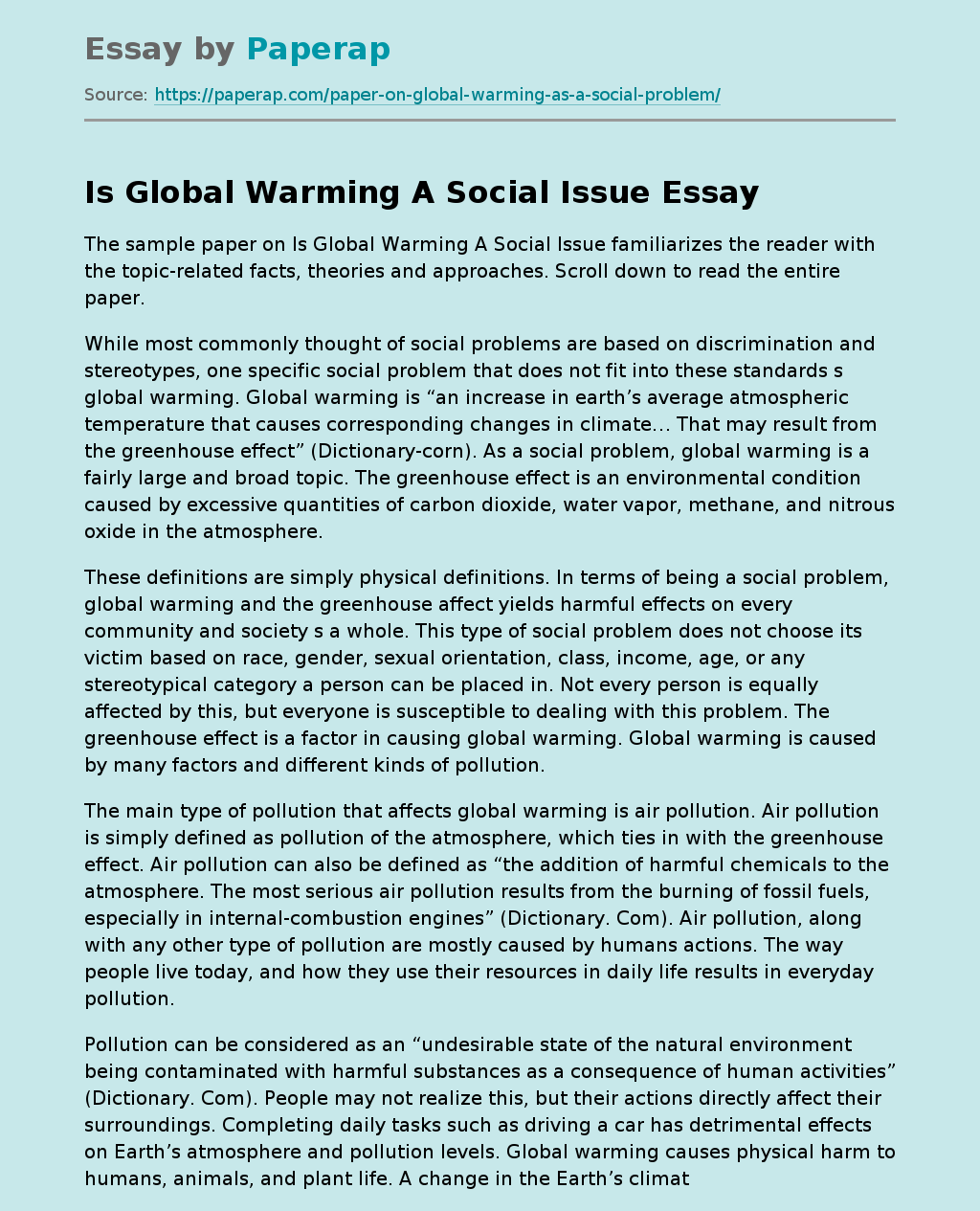 Is Global Warming A Social Issue