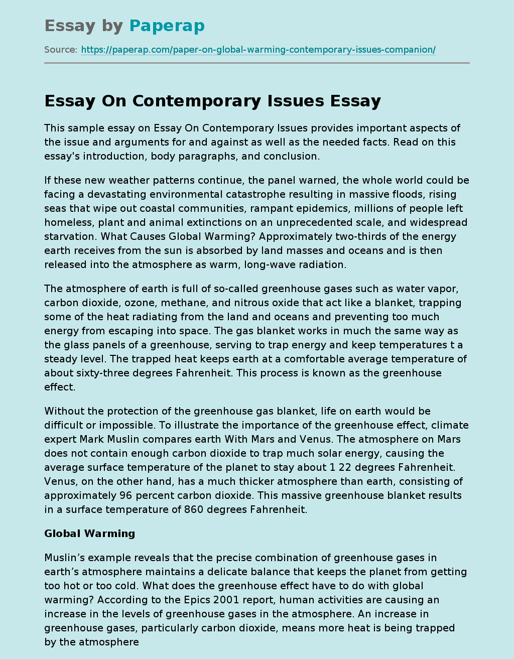 essay questions on contemporary issues
