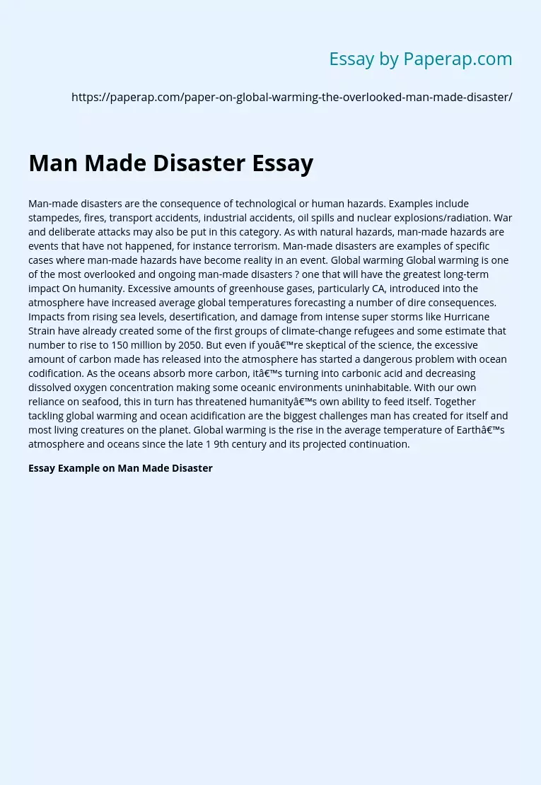 Man Made Disaster Essay