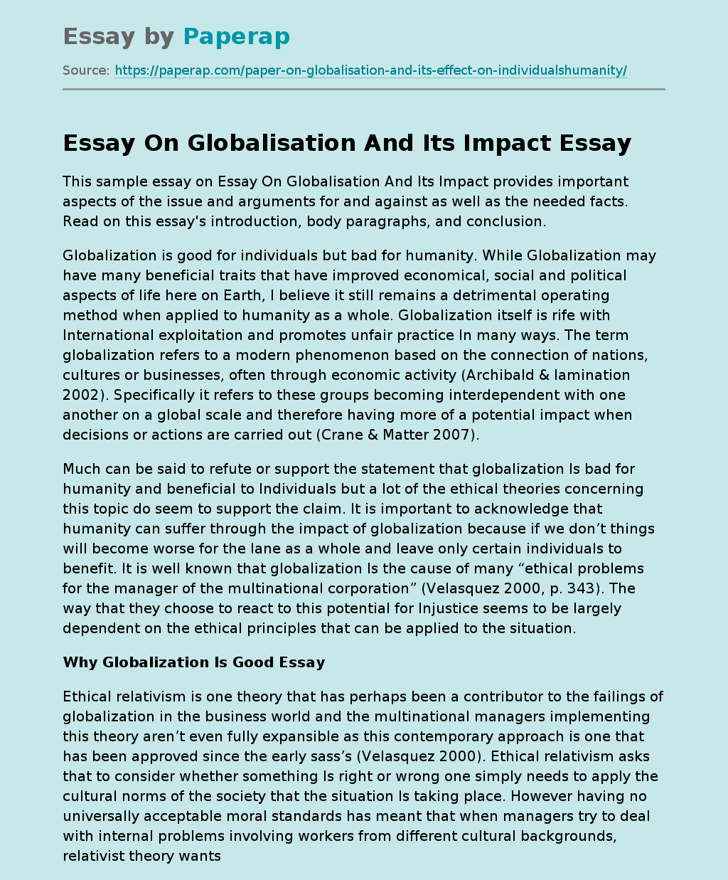 Globalization and Its Impact