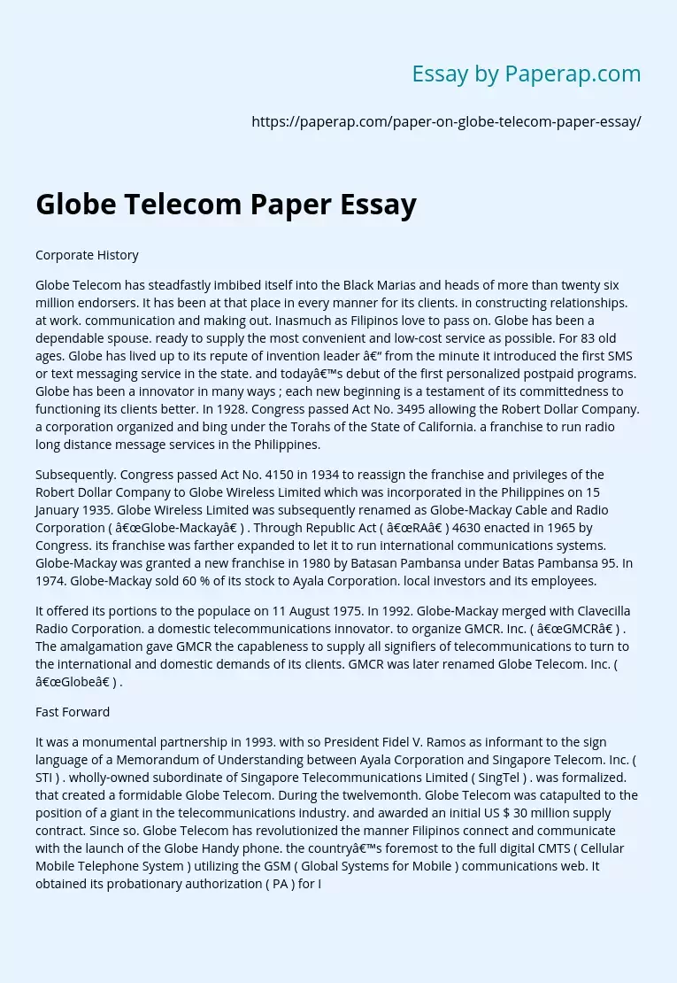 Globe Telecom Paper Essay