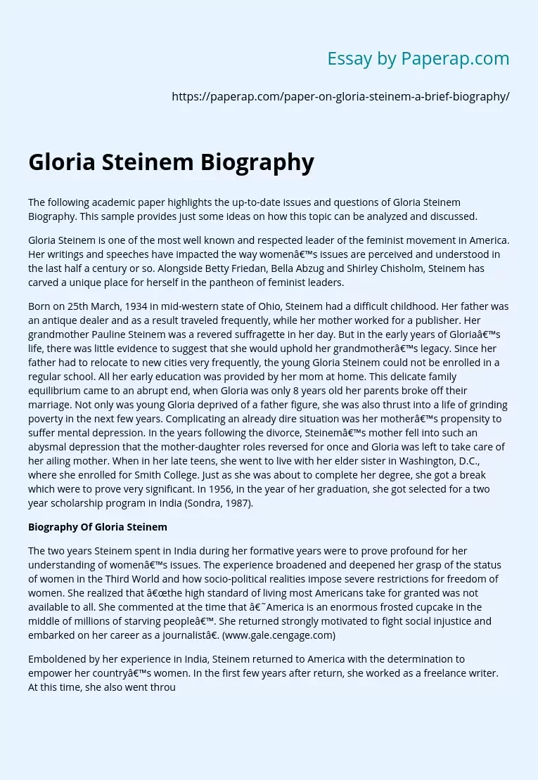Gloria Steinem Biography