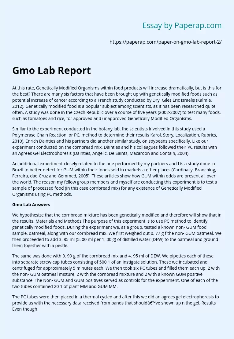 Gmo Lab Report