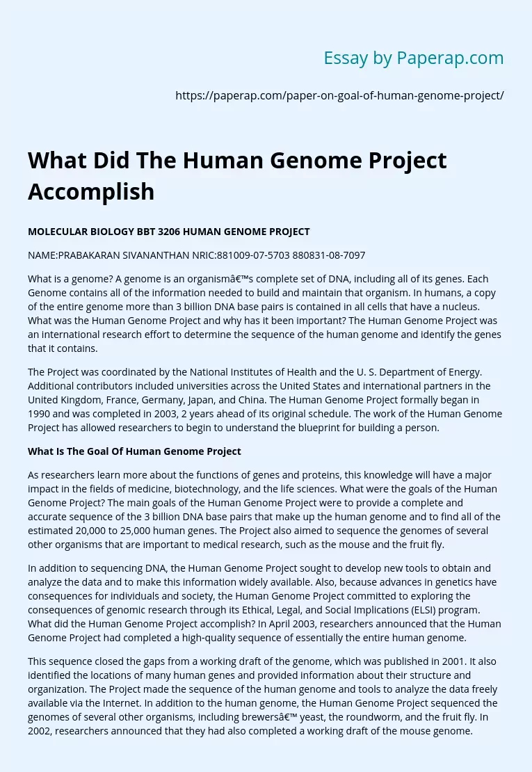 What Did The Human Genome Project Accomplish