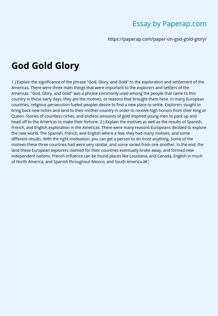 God Gold Glory