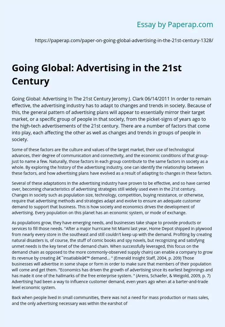 Going Global: Advertising in the 21st Century