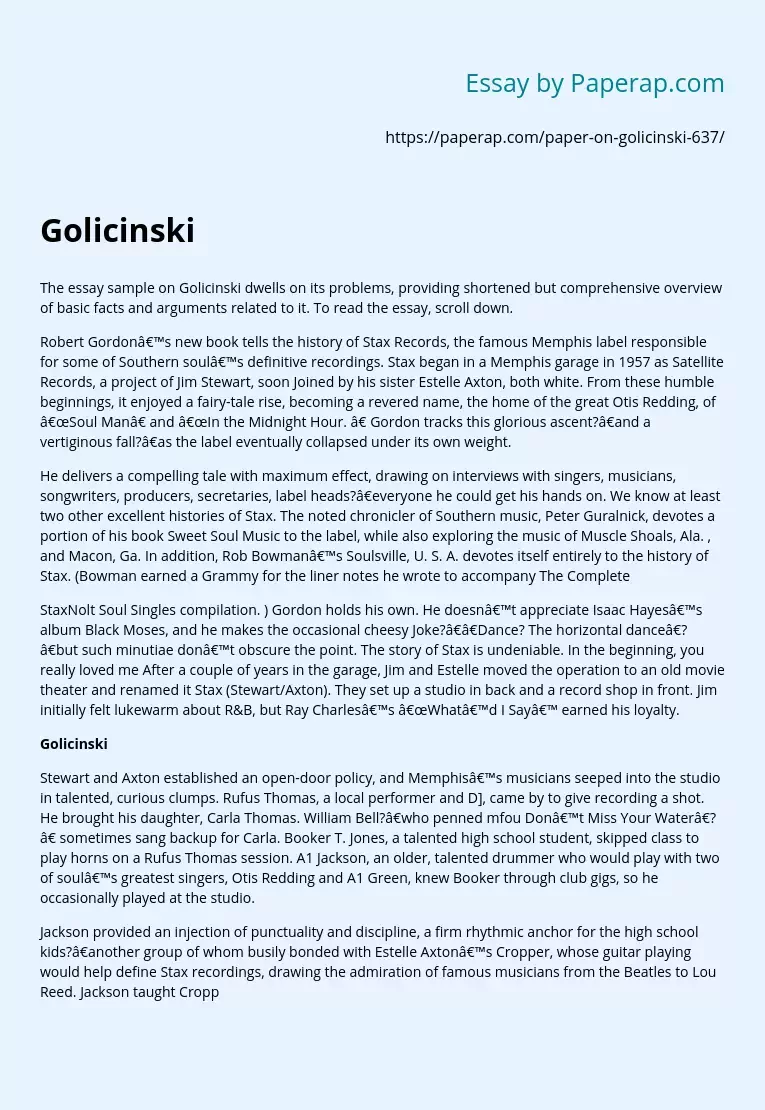 Golicinski Problems Overview