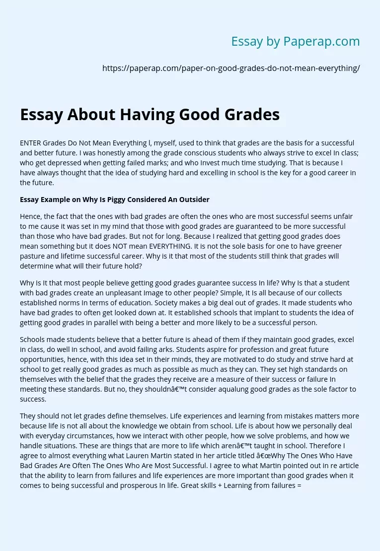 essay about having good grades