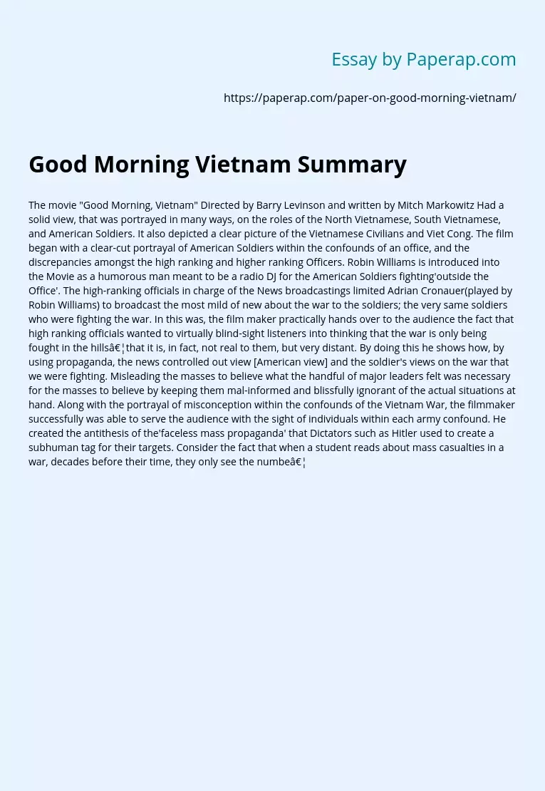 Good Morning Vietnam Summary