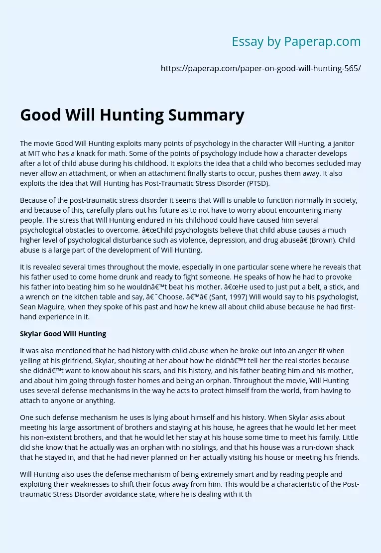 Good Will Hunting Summary