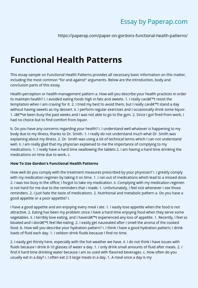 Functional Health Patterns